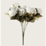 باقة ورد بيونى، طول 144 سم، لون ابيض 