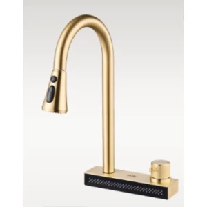 خلاط مغسلة مطبخ لون ذهبي مطفي ماركة Pluto | القفاري للادوات الصحية