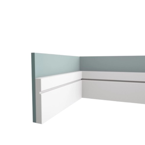White PU Foam Side Skirting 2.44 m Length, 17.5 cm Height, 2.5 cm Thickness | Zakharef Factory