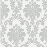 ورق جدران تصميم كلاسيك لون رمادي، طول 10 م، عرض 0.53 م