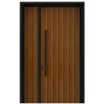 باب خارجي ألمنيوم، ضد التسرب، لون أسود وبني، صناعة إماراتية، موديل AL-66