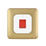 مفتاح مكيف 45 أمبير ثنائي القطب مع مؤشر ليد، لون ذهبي، 7×7 سم، 250 فولت | سبكترا