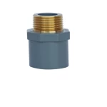 MALE ADAPTER (SLIP X MPT) WITH BRASS INSERT CPVC schedule 80 Chanal  height 95.00 Size 3 inch Color Light Gray