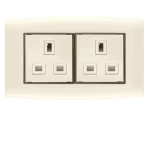 فيش كهرباء مزدوج 13 أمبير  الفنار موديل أمنية المقاس  7x7 اللون بيج بحلقة سوداء