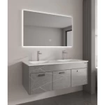 Modern plywood Double Washbasin, Width 120 cm, Depth 48 cm, Height 50 cm, With LED Mirror, Dark Grey