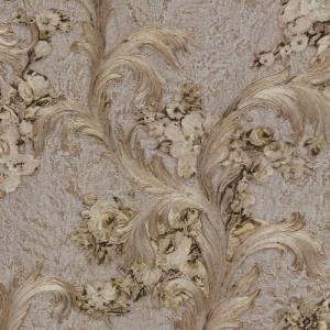 Italian Wallpaper Floral Design Brown Color, Size 10mx0.70m, Model rc17047 | Balbaid Decor Company