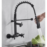 Wall Kitchen Washbasin Mixer Two Line, Matte Black