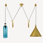 Atos Pendant Light Modern, Dimensions 46 x 34 x 36 cm, Gold | Blue Color