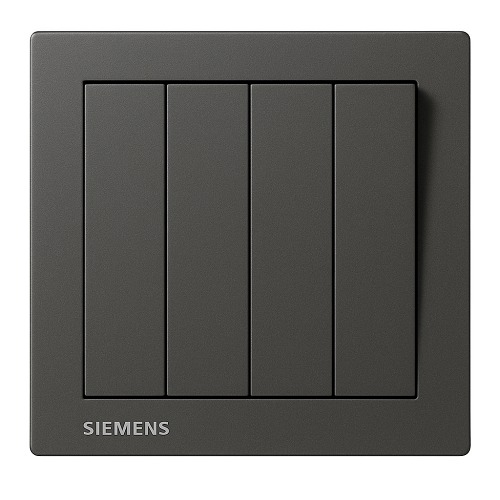 10A 4 Gang 2 Way Electric Switch, 86x86mm, Dark Gray | Siemens (Delta Relfa)
