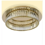 ثريا كريستال دائرية، تصميم فاخر، طول 60 سم، عرض 12 سم، لون ذهبي