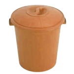 HDPE Plastic Waste Bin with Lid, Size 40×40×60 cm, 35L / 9.25 Gallon Capacity, Brown Color, Model KFW4K