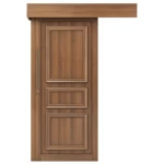 أبواب سحاب خشبي فاخرة، مقاس 265× 110 سم، بني فاتح، موديل EX05