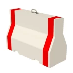 Red and White Reinforced Concrete Barriers Size 120*120*55 cm With Single Hook, Two Forklift Opening for Lifting and Slotted Drain Holes