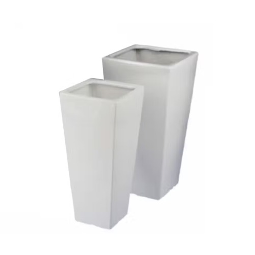 White Fiberglass Pot 23×23×35cm, Weather-Resistant | Zahrat Al Rayyan Establishment