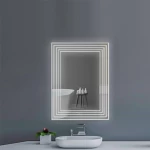Silver Rectangular Mirror with Touch LED Light, Size 60 x 80 cm, Silver Color