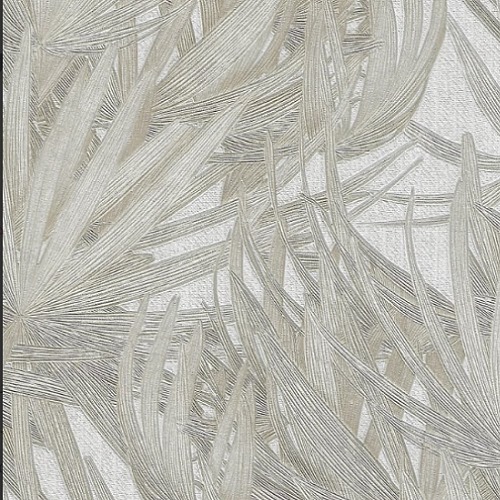 Leaf Patterned Wallpaper 15.6m x 106cm Light Grey Faint Gold | Luxury line