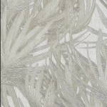 Leaf Patterned Wallpaper, Length 15.6 meters, Width 106 cm, Light grey, faint gold color 