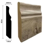 Wooden Decorative Skirting, Length 240 cm, Height 9 cm, Beige Color, Model 2103