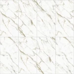 Porcelain Floor Covering Marble Design, Length 120 cm Width 60 cm, White and Gold