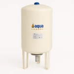 Vertical Water Pressure Tank with Legs, Capacity 50 Liter, Pressure 16 Bar, Diameter 350 mm, Beige Color, Height 722 mm