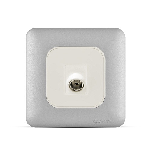 Angular TV Socket 1 Gang 7x7 cm Light Silver | SPECTRA