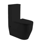 كرسي حمام أرضي سيراميك، مقاس 30 سم، دائري، أسود، غطاء UF