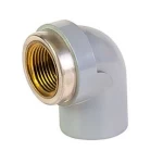 كوع PVC زاوية °90(SLIP X FPT) بسن نحاس داخلي جدول 80 براند الجودة مقاس 1 × 1 إنش لون رمادي