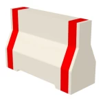 Red and White Unreinforced  Concrete Barriers Size 120*100*55 cm Without Hook, Single Forklift Opening for Lifting and Slotted Drain Holes