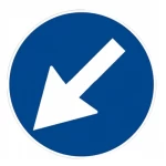 Circular Guidance Sign Arrow, Size 60×60 cm, Aluminum, Blue and White Color