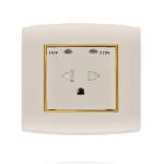 فيش كهرباء مزدوج بفتحتين 16 أمبير الفنار موديل أمنية المقاس  7x7 اللون ذهبى بحلقة ذهبى