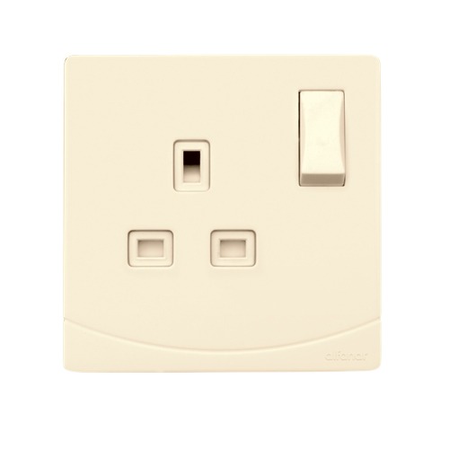 Electrical Switch Socket 2 Way 13 Amp 7x7 cm Beige | Al Fanar