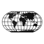 لوحة ديكور معدنية، خريطة العالم، مقاس 49×100 سم، لون أسود