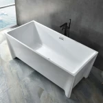Golden Acrylic Rectangular Shower Bathtub Size 170x80 cm, White Color