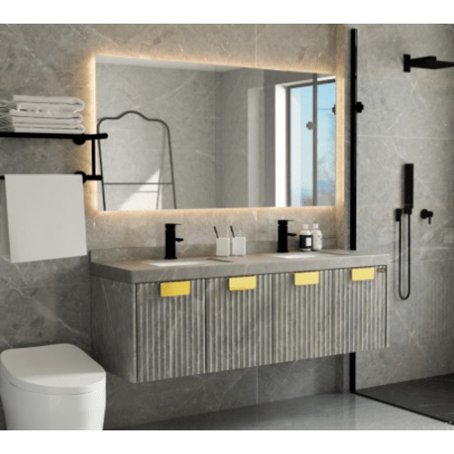 Wooden Cabinet Wash Basin 3 Basin with LED Mirror, Size 150×50×48 cm | Algafary Sanitary ware