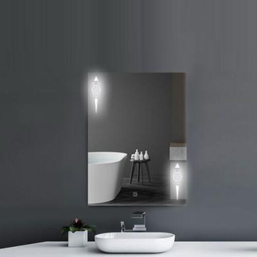 Silver Decorative Rectangular Mirror 60x80 cm, Silver Color with Touch LED Light | Silver