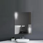 مرآة سيلفر مزخرفة مستطيلة مع إضاءة ليد باللمس، مقاس 60 × 80 سم، لون فضي