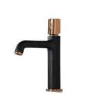 Washbasin Mixer 4.9×17.48×22.55 cm, Black And Rose Gold