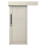 باب سحاب خشبي بتصميم فاخر بريميوم، رمادي فاتح، مقاس 110×265 سم، رقم الموديل TR7