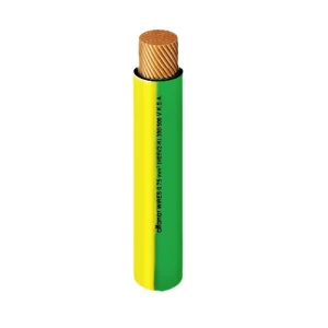 كابل نحاس مرن أحادي النواة معزول PVC 105°C مقاس 6 مم² 600/1000 فولت طول 300 قدم أصفر مع أخضر | شركة الفنار