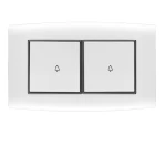 مفتاح جرس مزدوج 10 امبير أمنية الفنار مقاس 14×7 سم اللون ابيض بحلقة سوداء