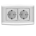 فيش شوكو  مزدوج مع سدادات حماية 16 أمبير الفنار موديل أمنية المقاس  7x14 اللون فضى بحلقة كروم