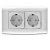 schuko socket With shutter 2 gang 16 Amp Alfanar Model  Omnia Size 7x14 Colour Silver with Chrome Ring