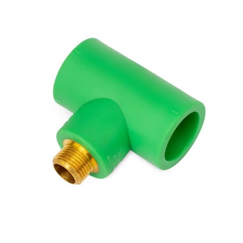 PPR Male Threaded Tee Size 32mmx1/2 inch, Green Color | Al-Manar Pipes Factory