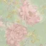 Italian Wall Decoration, Size 10m x 0.73m, Green with Pink, Model 24109