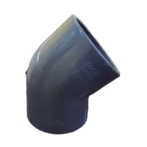 UPVC Plastic Elbow 45° PN 16 Bar Size 90 mm Diameter 90.3 mm Dark Gray | The united gulf for plastic products