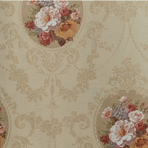 Floral Wallpaper 15.6m x 106cm Light Beige with Dark Beige and Red | Luxury line