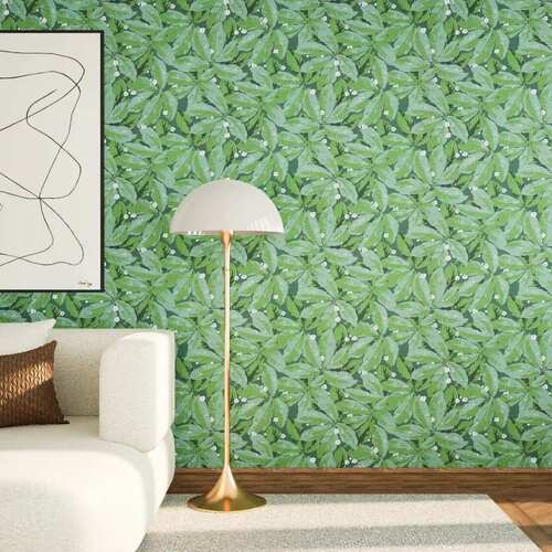 Leaf-Patterned Design Wallpaper 10m x 50cm, Green Color | 