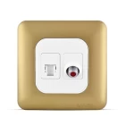 فيش تليفون مفرد نظام امريكى جاك 3 خط + فيش دش مائل مفرد، لون ذهبي، 7×7 سم | سبكترا 