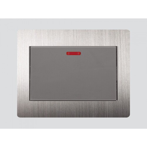 Single AC Switch 45 Amp 7×7 cm Silver Steel | Art DNA