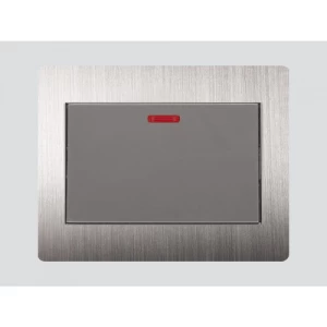 Single AC Switch 45 Amp 7×7 cm Silver Steel | Art DNA